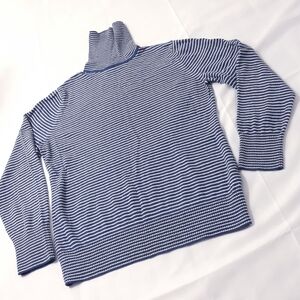 L.L.Bean Sweater/Top Long-Sleeve Turtleneck Striped Blue White Cotton Small